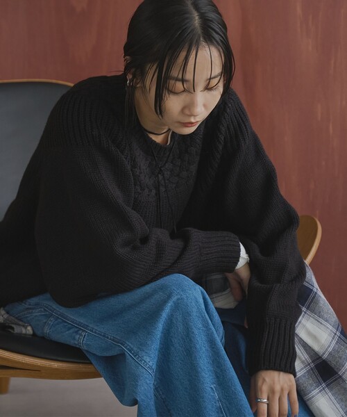 coen(コーエン)の「【ゆる×あったか/7色展開】キュウシンタンショクニット(ニット/セーター・レディース・オレンジ/マスタード/ライトグレー/オフホワイト/グレー/ターコイズブルー/ブラック・M/L)」の14枚目の写真
