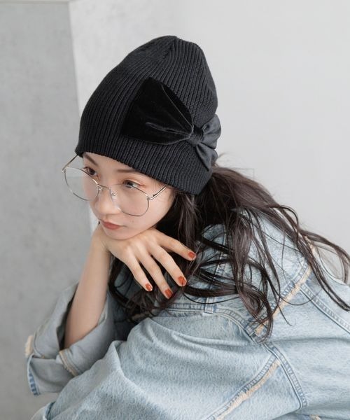 LOWRYS FARM（ローリーズファーム）の「モチーフニットワッチ　 138935（ニットキャップ/ビーニー・レディース・グレー/チャコールグレー/ブラック・FREE）」の2枚目の写真