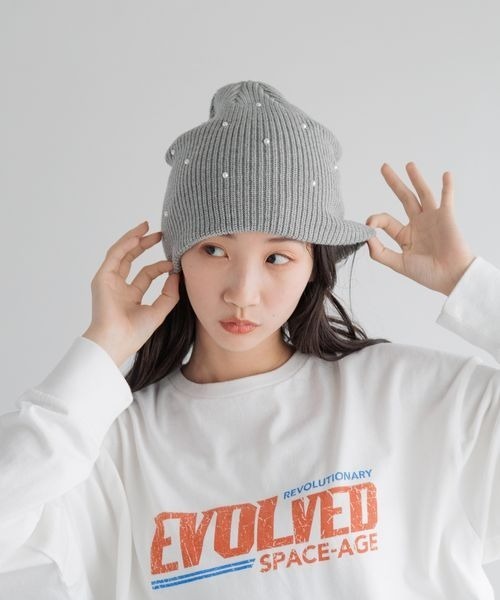 LOWRYS FARM（ローリーズファーム）の「モチーフニットワッチ　 138935（ニットキャップ/ビーニー・レディース・グレー/チャコールグレー/ブラック・FREE）」の18枚目の写真