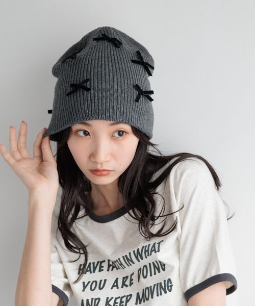LOWRYS FARM（ローリーズファーム）の「モチーフニットワッチ　 138935（ニットキャップ/ビーニー・レディース・グレー/チャコールグレー/ブラック・FREE）」の17枚目の写真