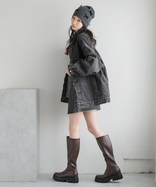 LOWRYS FARM（ローリーズファーム）の「モチーフニットワッチ　 138935（ニットキャップ/ビーニー・レディース・グレー/チャコールグレー/ブラック・FREE）」の15枚目の写真