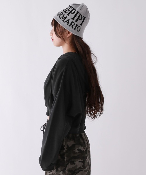 repipi armario（レピピ アルマリオ）の「ルーズショートフーディ（パーカー・キッズ・グレー/チャコールグレー/ブラック・SMALL/MEDIUM/LARGE）」の9枚目の写真