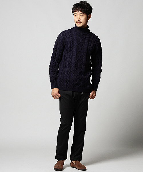 Guernsey（ガンジー）の「GUERNSEY WOOLLENS / ガンジーポロアランセーター（ニット/セーター・メンズ・オフホワイト/ネイビー・MEDIUM/SMALL）」の14枚目の写真