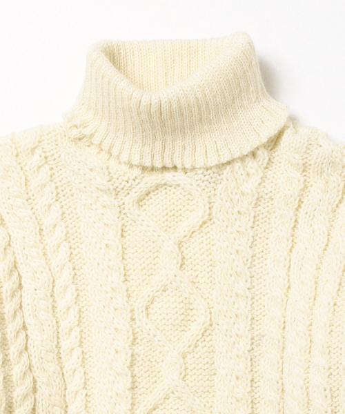 Guernsey（ガンジー）の「GUERNSEY WOOLLENS / ガンジーポロアランセーター（ニット/セーター・メンズ・オフホワイト/ネイビー・MEDIUM/SMALL）」の5枚目の写真