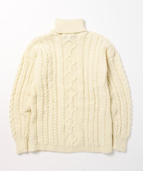 Guernsey（ガンジー）の「GUERNSEY WOOLLENS / ガンジーポロアランセーター（ニット/セーター・メンズ・オフホワイト/ネイビー・MEDIUM/SMALL）」の8枚目の写真