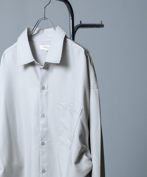 NILWAY(ニルウェイ)の「サイドコード シャーリング 長袖 シャツ / サイドスリット シャーリング デザイン レギュラーカラーシャツ 長袖(シャツ/ブラウス・メンズ・ブラック/ライトグレー/ホワイト/チャコール/ネイビー/ホワイト系/ブラック系2/ブラック系/ブラック系1・LARGE/MEDIUM)」の12枚目の写真