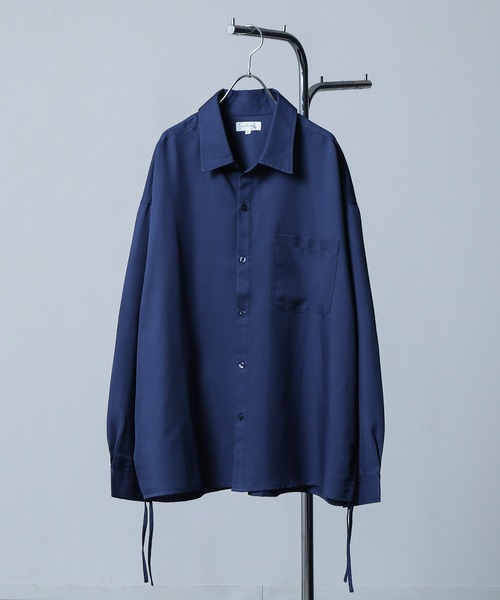 NILWAY(ニルウェイ)の「サイドコード シャーリング 長袖 シャツ / サイドスリット シャーリング デザイン レギュラーカラーシャツ 長袖(シャツ/ブラウス・メンズ・ブラック/ライトグレー/ホワイト/チャコール/ネイビー/ホワイト系/ブラック系2/ブラック系/ブラック系1・LARGE/MEDIUM)」の15枚目の写真