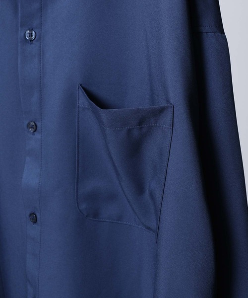 NILWAY(ニルウェイ)の「サイドコード シャーリング 長袖 シャツ / サイドスリット シャーリング デザイン レギュラーカラーシャツ 長袖(シャツ/ブラウス・メンズ・ブラック/ライトグレー/ホワイト/チャコール/ネイビー/ホワイト系/ブラック系2/ブラック系/ブラック系1・LARGE/MEDIUM)」の18枚目の写真