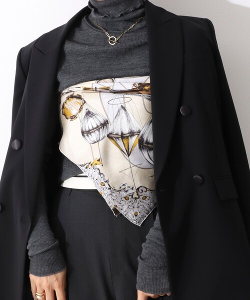 manipuri（マニプリ）の「【manipuri/マニプリ】シルクプリントスカーフ65（ストール/ショール・レディース・グレー系その他/オレンジ系その他/ブラウン系その他3/ブルー系その他4・FREE）」の2枚目の写真