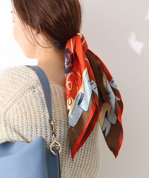 manipuri（マニプリ）の「【manipuri/マニプリ】シルクプリントスカーフ65（ストール/ショール・レディース・グレー系その他/オレンジ系その他/ブラウン系その他3/ブルー系その他4・FREE）」の13枚目の写真