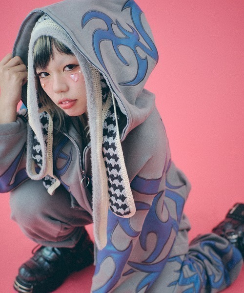ガルフィー ×ドン・キホーテ コラボ 部族系ダブダブパーカー　ブラック GALFY】部族系ダブダブパーカー | OUR BRAND,GALFY | PRESSING