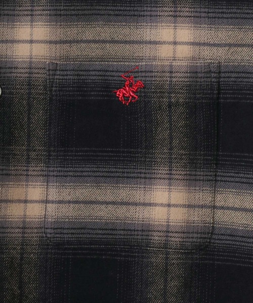 BEVERLY HILLS POLO CLUB(ビバリーヒルズポロクラブ)の「BEVERLY HILLS POLO CLUB/ビバリーヒルズポロクラブ オーバーサイズ ロゴ ワンポイント刺繍 ネルチェックシャツ/オンブレチェックシャツ/レディース メンズ(シャツ/ブラウス・メンズ・グリーン/ブルー/ブラック/ベージュ・L/M)」の11枚目の写真
