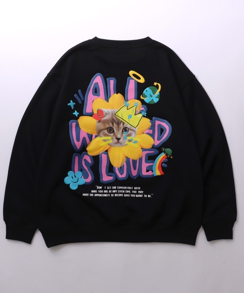 Salong hameu(サロン ハミュー)の「アートイラストグラフィック バックプリント裏起毛スウェットトレーナー メンズ レディース ユニセックス(スウェット・メンズ・ブラック/オフホワイト/ブラック系その他/ホワイト系その他・M/L)」の4枚目の写真