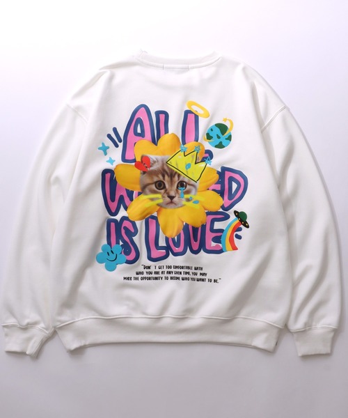 Salong hameu(サロン ハミュー)の「アートイラストグラフィック バックプリント裏起毛スウェットトレーナー メンズ レディース ユニセックス(スウェット・メンズ・ブラック/オフホワイト/ブラック系その他/ホワイト系その他・M/L)」の6枚目の写真