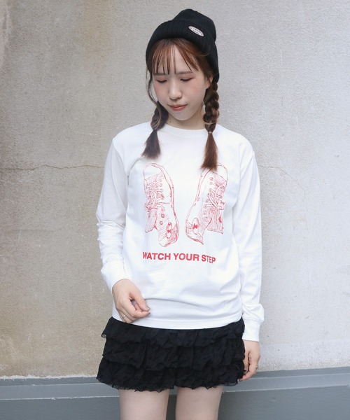 UNIT CHEST（ユニットチェスト）の「【UNIT CHEST】unique unisex long sleeve T-shirt/ユニークユニセックス ロンT OIF designer eggs コラボ Sneakers by ArchiDanTe.（Tシャツ/カットソー・レディース・ホワイト/ブラック/杢グレー・S/L/M）」の6枚目の写真