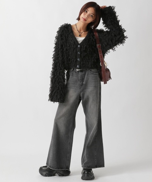 PAGEBOY(ページボーイ)の「フェザーループショートカーディガン(カーディガン/ボレロ・レディース・ブラウン/ブラック/オフホワイト/ブルー・FREE)」の6枚目の写真