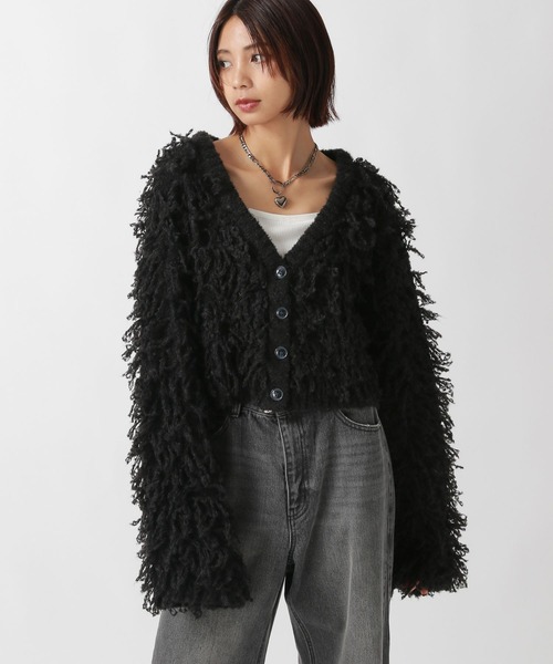 PAGEBOY(ページボーイ)の「フェザーループショートカーディガン(カーディガン/ボレロ・レディース・ブラウン/ブラック/オフホワイト/ブルー・FREE)」の8枚目の写真