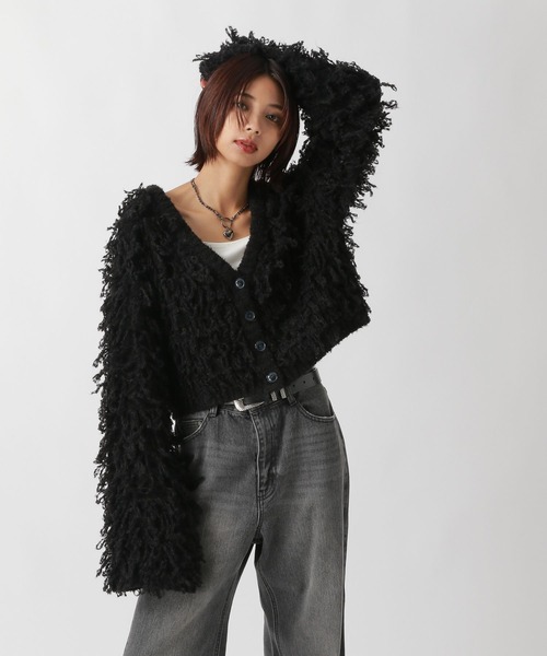 PAGEBOY(ページボーイ)の「フェザーループショートカーディガン(カーディガン/ボレロ・レディース・ブラウン/ブラック/オフホワイト/ブルー・FREE)」の9枚目の写真