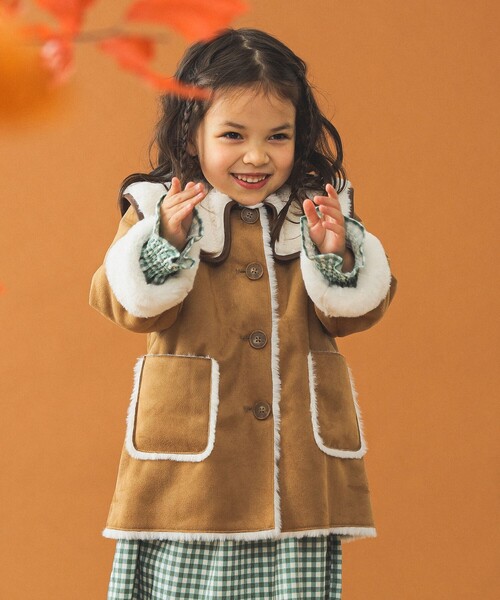 B:MING by BEAMS（ビーミングバイビームス）の「フェイクムートン コート（110~150cm）（ムートンコート・キッズ・ブラウン系その他3/ネイビー・140/150/110/120/130）」の4枚目の写真