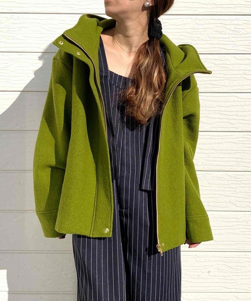 定価36000円◆新品タグ付き◆ヤマダヤ◆ ボアフーディショートコート　カーキ Q（キュー）の「フーディーショートコート（その他アウター）」 - WEAR