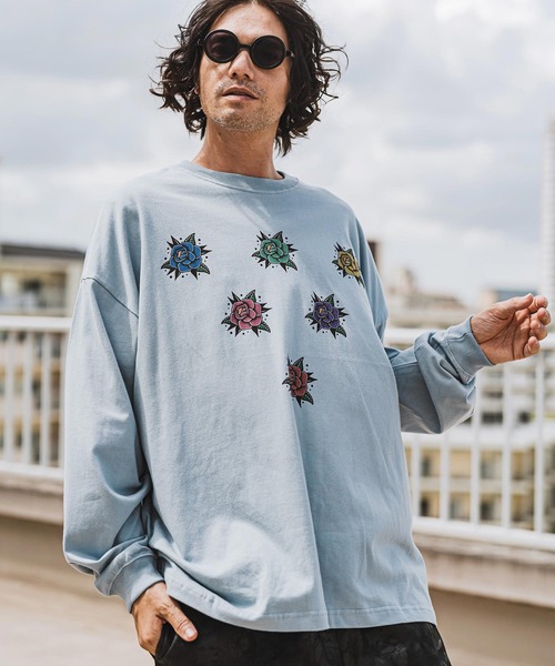 mlt4925- RoseタトゥープリントロンT（Tシャツ/カットソー