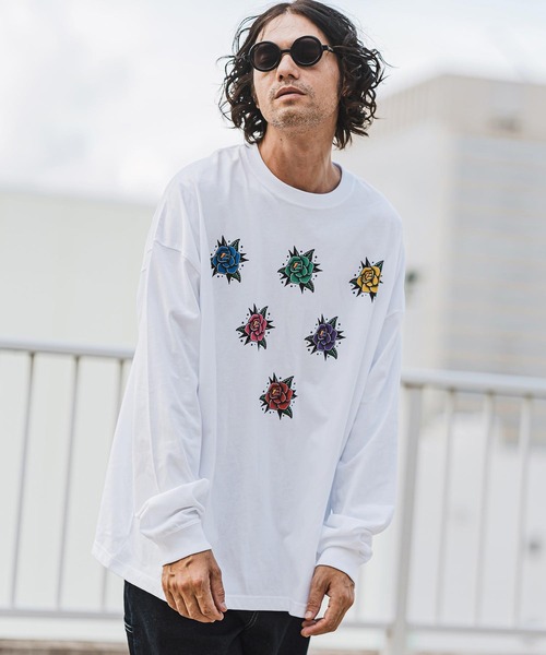 セール】mlt4925- RoseタトゥープリントロンT（Tシャツ/カットソー