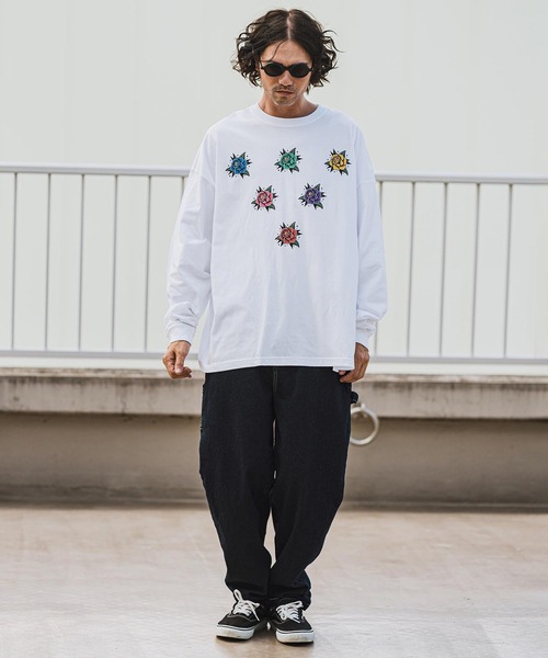 mlt4925- RoseタトゥープリントロンT（Tシャツ/カットソー）｜CAMBIO