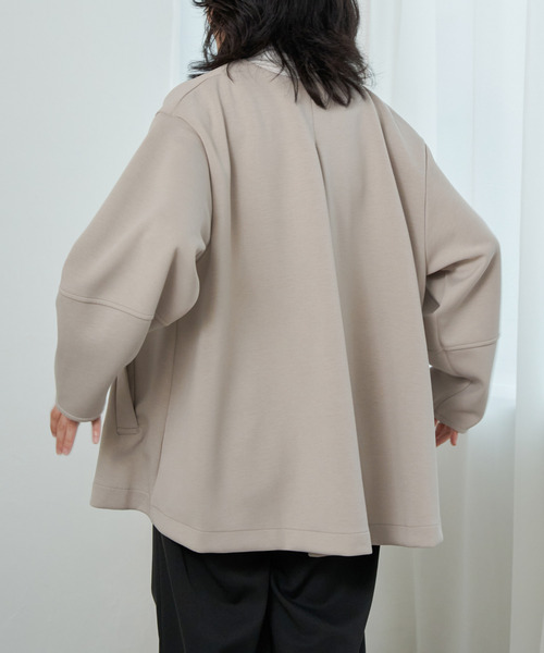VENCEEXCHANGE（ヴァンスエクスチェンジ）の「ダンボールポンチフレアジャケット（ノーカラージャケット・レディース・ベージュ/グリーン系その他/ブラウン/ブラック/チャコールグレー・FREE）」の8枚目の写真