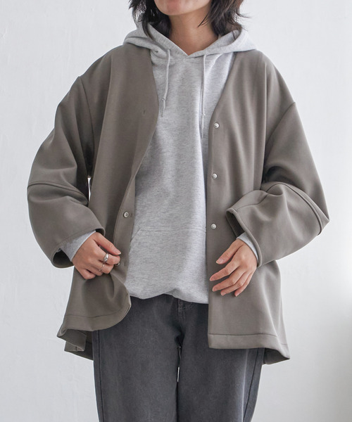 VENCEEXCHANGE（ヴァンスエクスチェンジ）の「ダンボールポンチフレアジャケット（ノーカラージャケット・レディース・ベージュ/グリーン系その他/ブラウン/ブラック/チャコールグレー・FREE）」の21枚目の写真