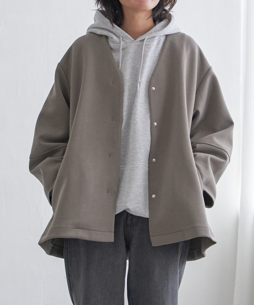 VENCEEXCHANGE（ヴァンスエクスチェンジ）の「ダンボールポンチフレアジャケット（ノーカラージャケット・レディース・ベージュ/グリーン系その他/ブラウン/ブラック/チャコールグレー・FREE）」の19枚目の写真