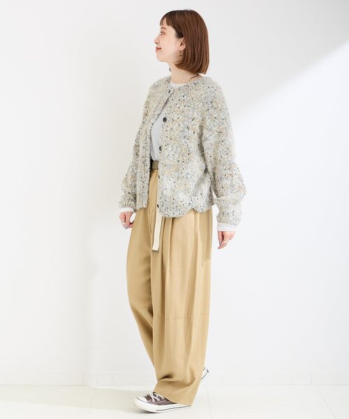 B.C STOCK(ベーセーストック)の「《追加2》ポコポコヤーンミックス2WAYカーディガン(ニット/セーター・レディース・ホワイト/ネイビー/チャコールグレー・FREE)」の5枚目の写真