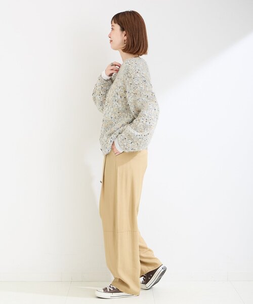 B.C STOCK(ベーセーストック)の「《追加2》ポコポコヤーンミックス2WAYカーディガン(ニット/セーター・レディース・ホワイト/ネイビー/チャコールグレー・FREE)」の6枚目の写真