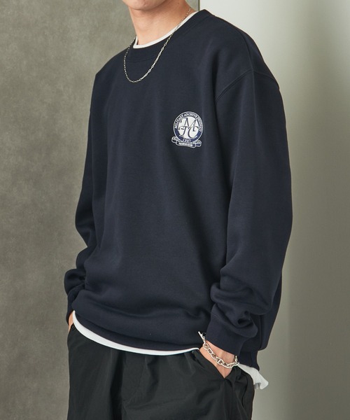 セール】【MAISON CLUB】ワンポイントエンブレム刺繍スウェット / 裏