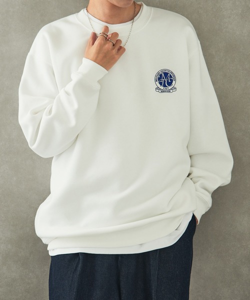 MAISON CLUB(メゾンクラブ)の「【MAISON CLUB】ワンポイントエンブレム刺繍スウェット / 裏起毛 オーバーサイズ エンブロイダリー JAP AN ME(スウェット・メンズ・ホワイト/ネイビー・L/XL)」の13枚目の写真