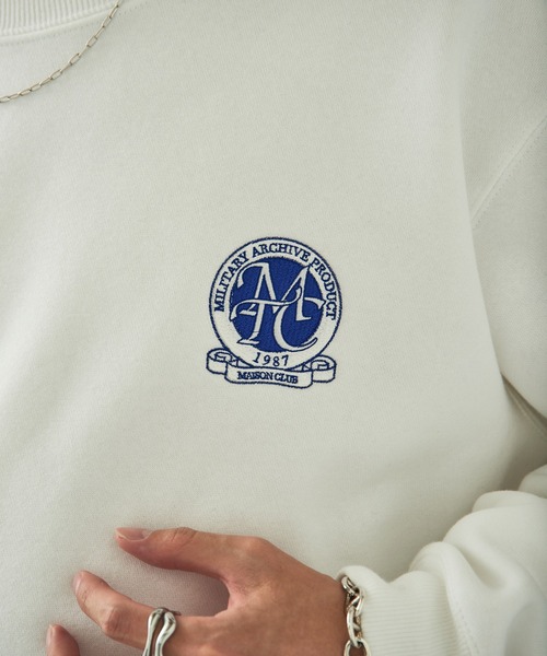 MAISON CLUB(メゾンクラブ)の「【MAISON CLUB】ワンポイントエンブレム刺繍スウェット / 裏起毛 オーバーサイズ エンブロイダリー JAP AN ME(スウェット・メンズ・ホワイト/ネイビー・L/XL)」の22枚目の写真