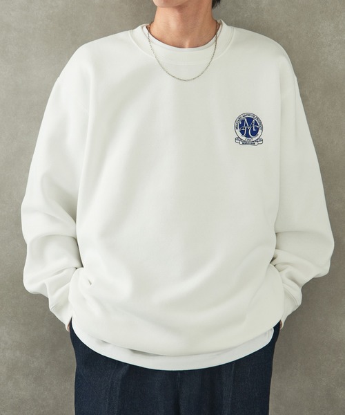 MAISON CLUB(メゾンクラブ)の「【MAISON CLUB】ワンポイントエンブレム刺繍スウェット / 裏起毛 オーバーサイズ エンブロイダリー JAP AN ME(スウェット・メンズ・ホワイト/ネイビー・L/XL)」の15枚目の写真