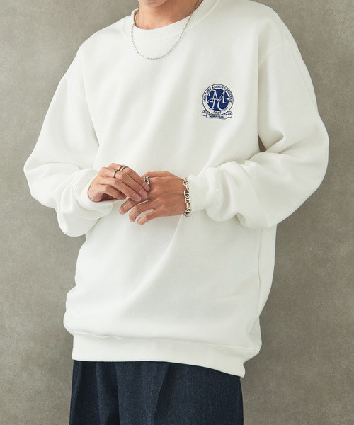 MAISON CLUB(メゾンクラブ)の「【MAISON CLUB】ワンポイントエンブレム刺繍スウェット / 裏起毛 オーバーサイズ エンブロイダリー JAP AN ME(スウェット・メンズ・ホワイト/ネイビー・L/XL)」の14枚目の写真
