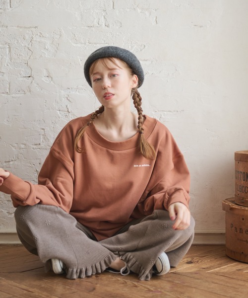 Crisp（クリスプ）の「フラワーフリルニットパンツ（その他パンツ・レディース・アイボリー/ブラウン・FREE）」の3枚目の写真