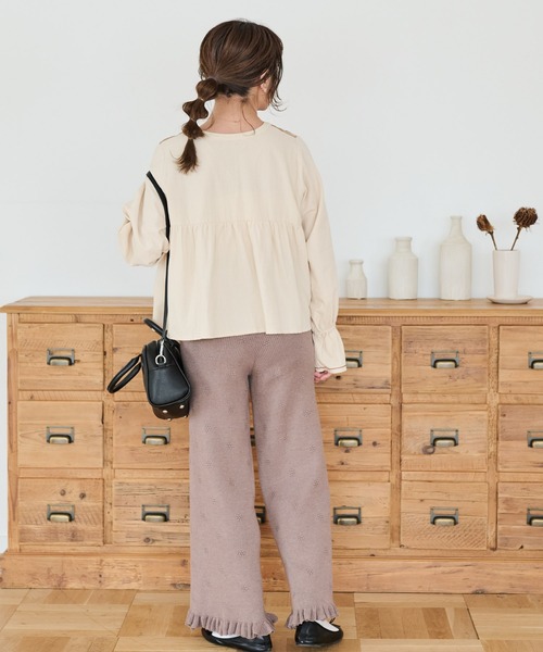 Crisp（クリスプ）の「フラワーフリルニットパンツ（その他パンツ・レディース・アイボリー/ブラウン・FREE）」の9枚目の写真