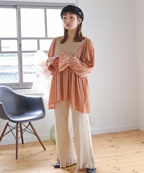 Crisp（クリスプ）の「フラワーフリルニットパンツ（その他パンツ・レディース・アイボリー/ブラウン・FREE）」の12枚目の写真