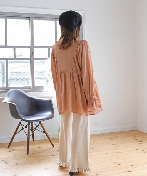 Crisp（クリスプ）の「フラワーフリルニットパンツ（その他パンツ・レディース・アイボリー/ブラウン・FREE）」の13枚目の写真