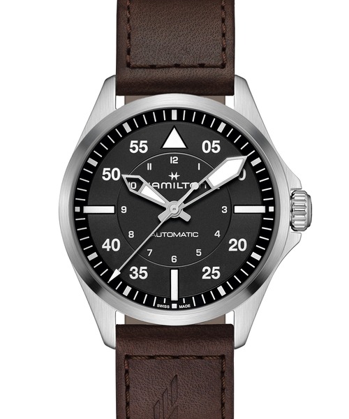 HAMILTON [ハミルトン] 腕時計 Khaki Aviation （カーキ アヴィエーション） カーキ パイロット オート 自動巻き 39MM ブラック×ブラウン（アナログ腕時計）｜HAMILTON（ハミルトン）