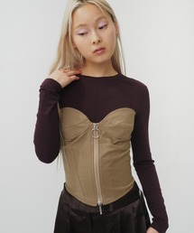 THINGS THAT MATTER（シングス ザット マター）の「T/Ｗ FRONT ZIP BUSTIER/ TWフロントジップビスチェ（チューブトップ）」