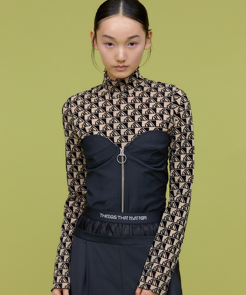 新品未使用　BUSTIER AND T-SHIRT ブラック　ビスチェ付き SLY チューブトップ ベアトップ FRONT ZIP TIDY BUSTIER