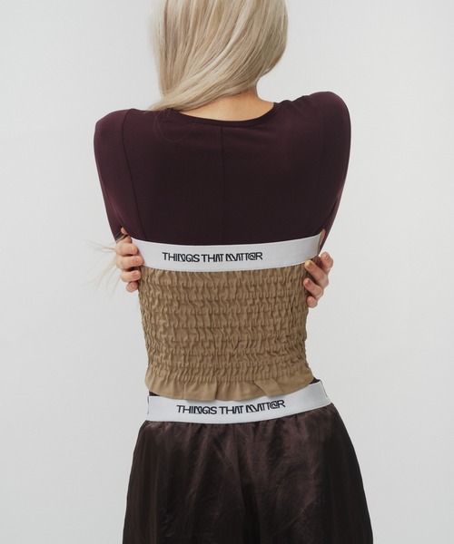 THINGS THAT MATTER（シングス ザット マター）の「T/Ｗ FRONT ZIP BUSTIER/ TWフロントジップビスチェ（チューブトップ・レディース・ブラック/ベージュ/ストライプ・1/2）」の18枚目の写真