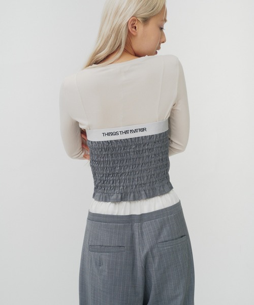 THINGS THAT MATTER（シングス ザット マター）の「T/Ｗ FRONT ZIP BUSTIER/ TWフロントジップビスチェ（チューブトップ・レディース・ブラック/ベージュ/ストライプ・1/2）」の22枚目の写真