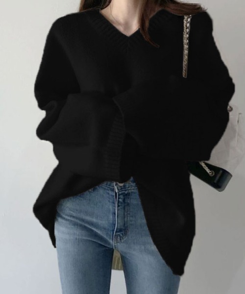 VIVID LADY(ビビッドレディー)の「セーター レディース オーバーサイズ(Tシャツ/カットソー・レディース・ブラック/オートミール・FREE)」の7枚目の写真