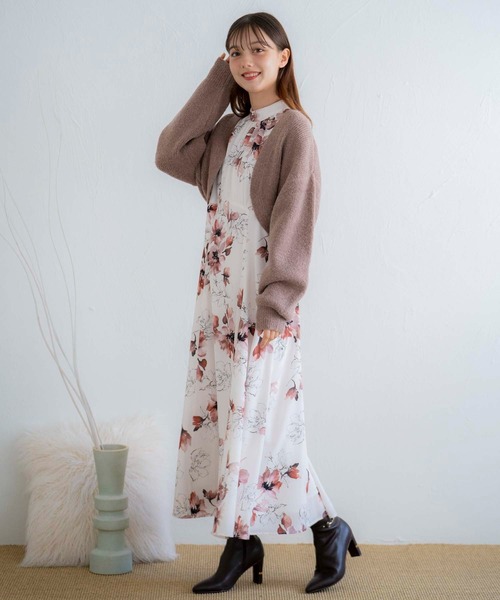 NOELA（ノエラ）の「カーデ×ラインフラワーワンピース（ワンピース