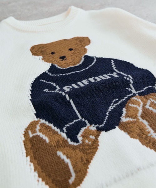 kirakiraShop（キラキラショップ）の「クルーネック ベア デザイン ニット（ニット/セーター・レディース・ネイビー/クリーム・FREE）」の8枚目の写真