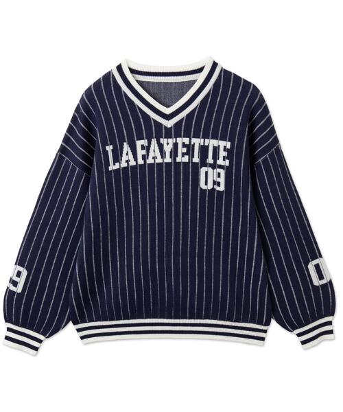 WEGO（ウィゴー）の「WEGO/ベースボールグラフィックプルオーバーニット（ニット/セーター・レディース・ホワイト/ネイビー・FREE）」の12枚目の写真